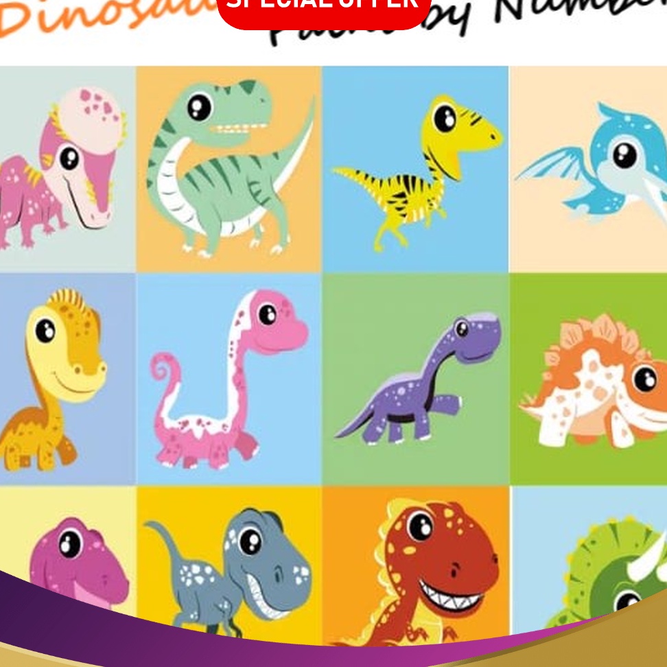 

HEMAT BESARBESARAN BS Painting by Number Children Canvas Set Kanvas Lukis Anak Mewarnai Nomor Versi Dinosaurus