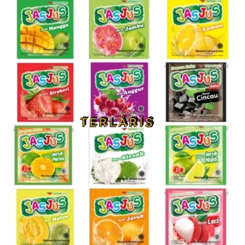 

JasJus minuman serbuk sachet 8gr jeruk stroberi anggur melon sirsak leci mangga lemon jeruk peras nipis jambu cincau terlaris