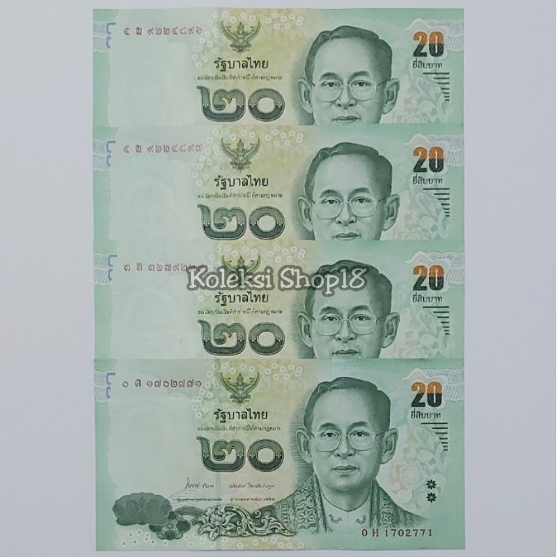 Koleksi Uang Asing Thailand Bath Pecahan 20 Bath Raja Lama