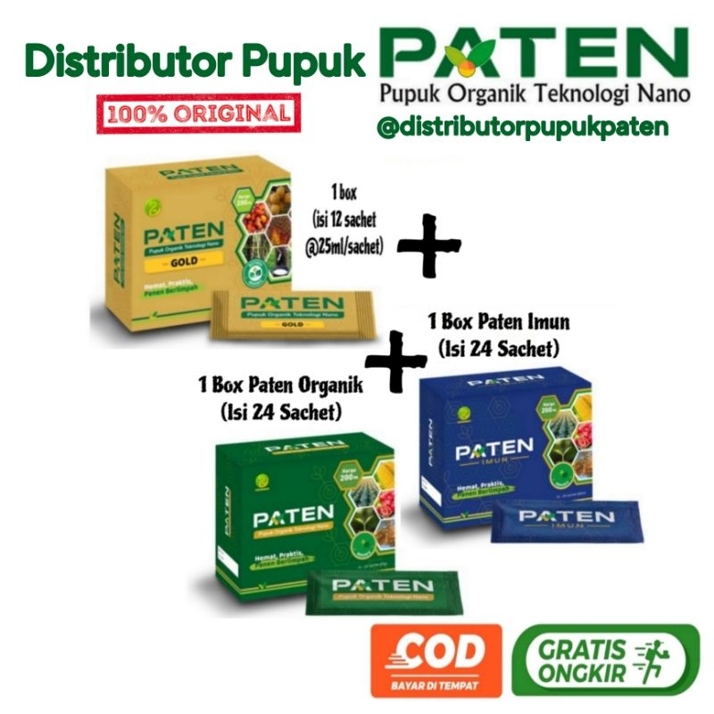 PUPUK PATEN GOLD + PATEN HIJAU + PATEN IMUN (Sepasang Masing - masing 1 box isi 24 Sachet) Asli Orig