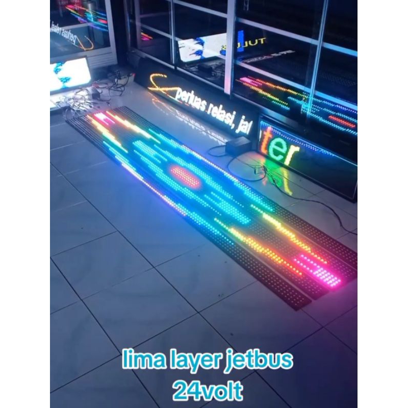 Strobo bus tumpuk 5 layer rgb running text versi baling baling 200cm 24v
