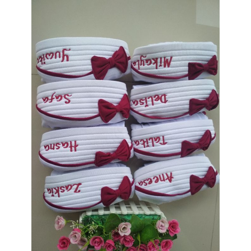 JILBAB SD #Mi#Tk#Paud#tali elastis#nama bordir