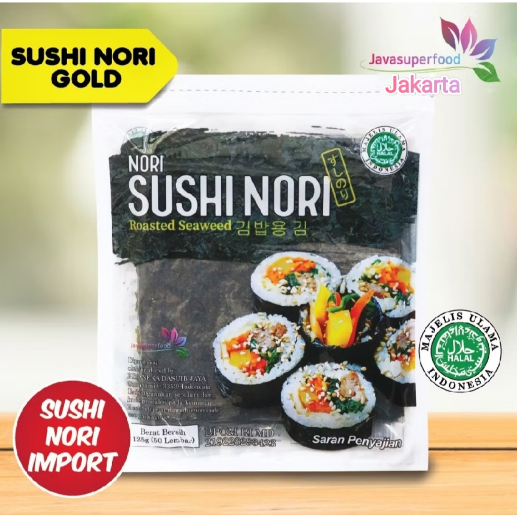 

Sushi Nori Roasted Seaweed Rumput Laut Panggang - 25g - 10 lembar - Halal