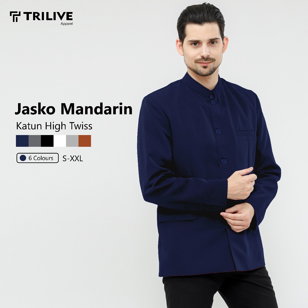 TRILIVE - Jasko Jaskoko Pria Jas Mandarin Model Slim Fit
