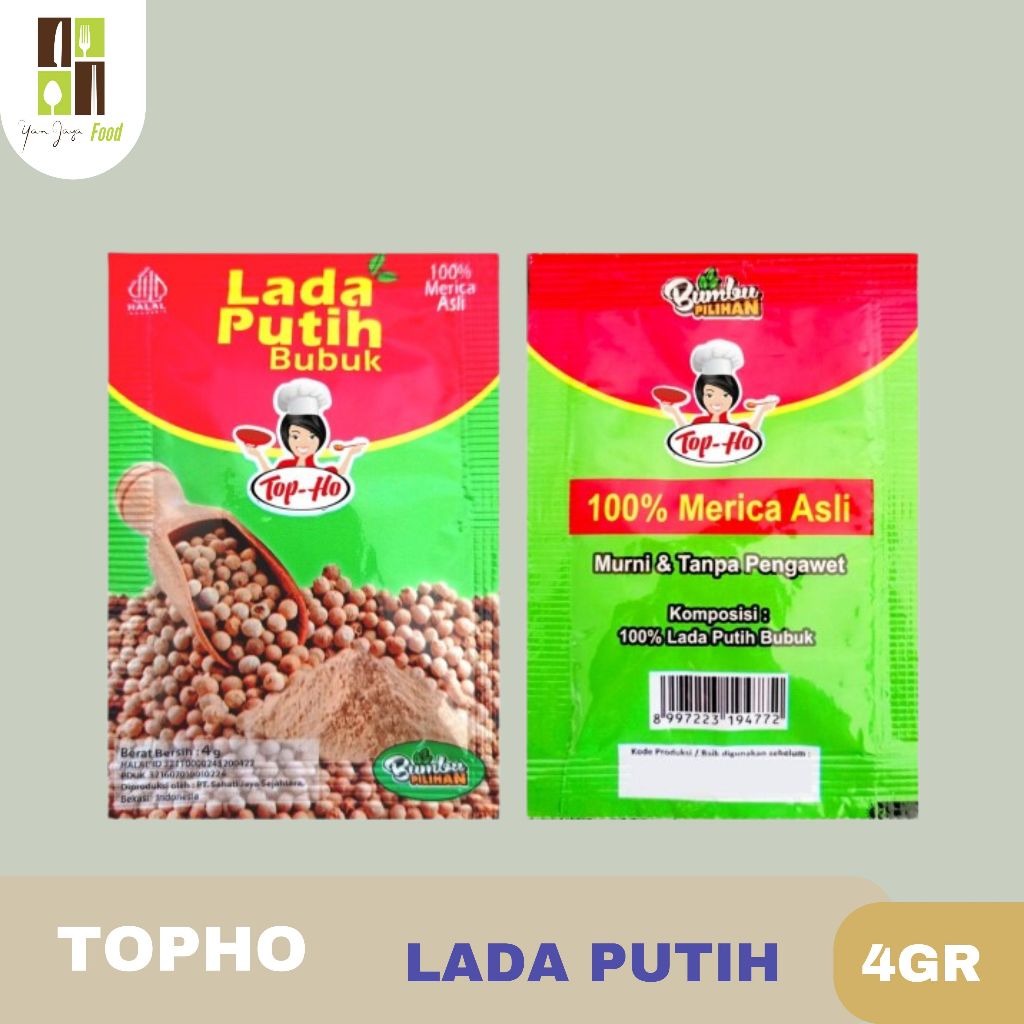 

Topho Lada Putih Bubuk / Lada Putih Bubuk / Ketumbar bubuk Kemasan Sachet 4gr 1PCS