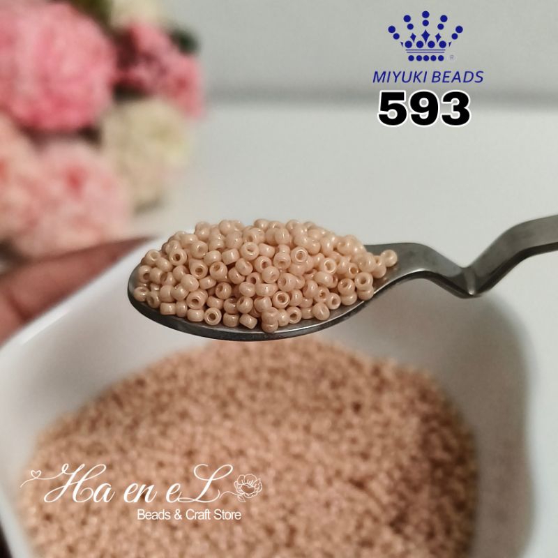 Payet Miyuki payet jepang pasir seedbead (RR) kode 593sp (12/O) & 593 (11/O) 10gr warna krem tua / c