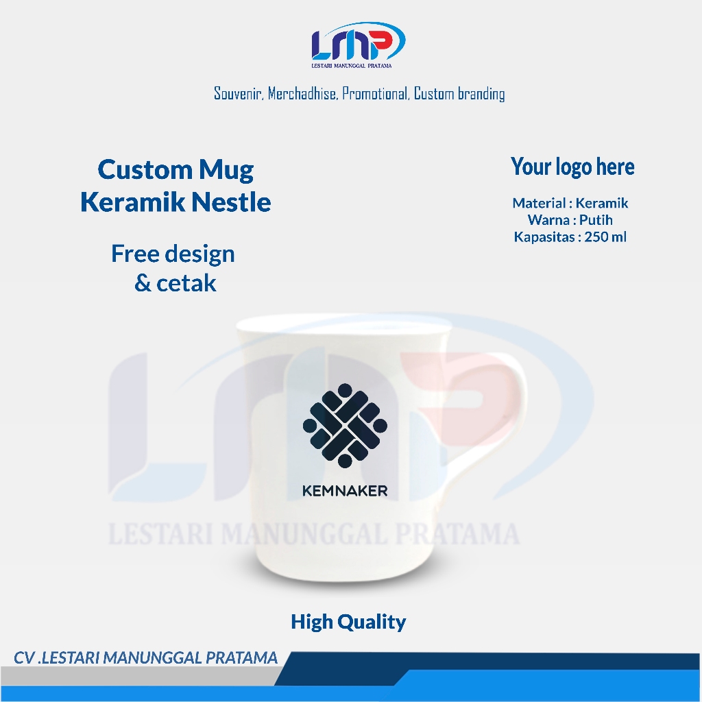 LMP LESTARI SOUVENIR - Merchandise Souvenir Custom Mug Keramik Nestle 250 ml Code#1006 | Souvenir Mu