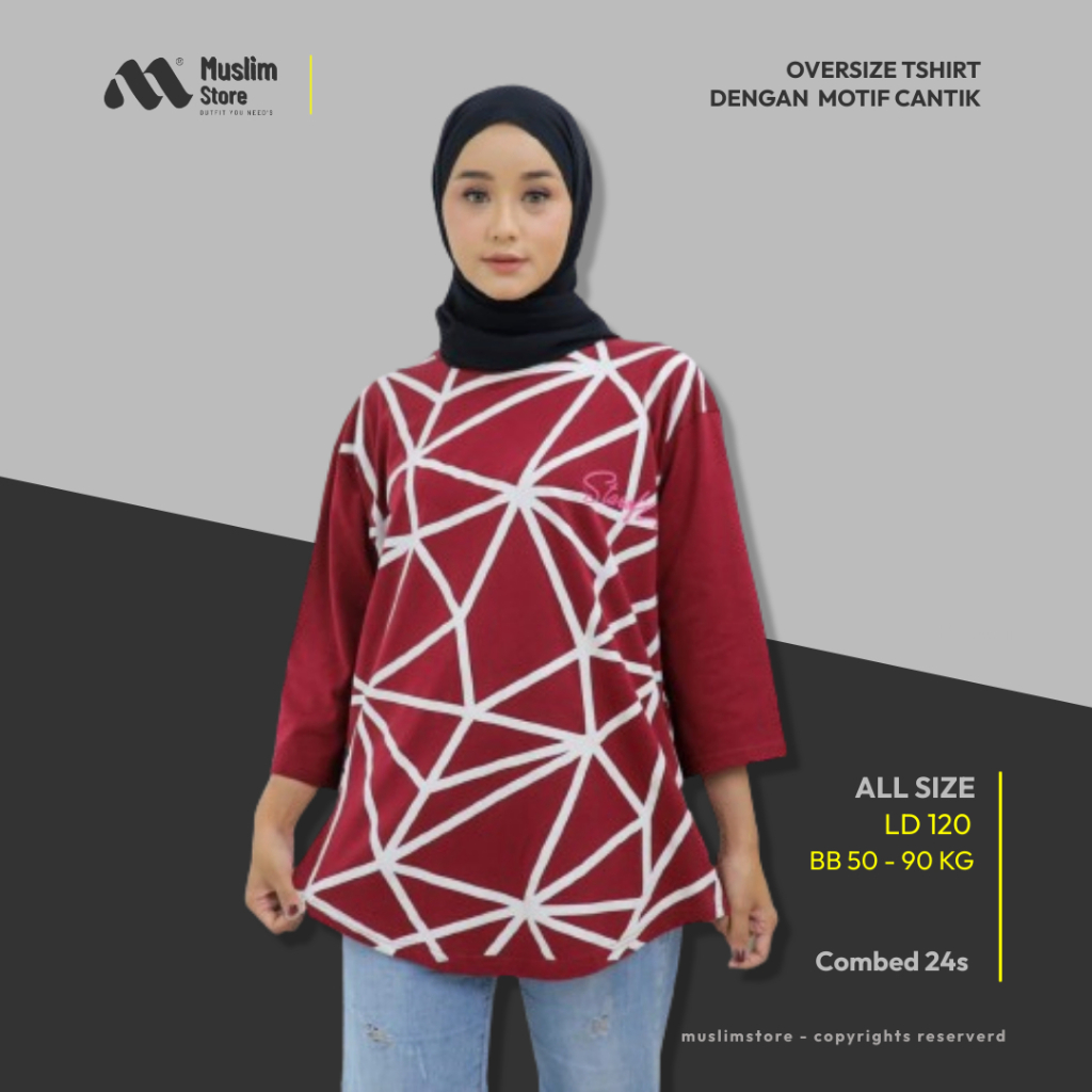 Atasan Kaos Oversize Wanita Tunik Jumbo Merah Maroon Combed 24s TO02 Lembut Nyaman