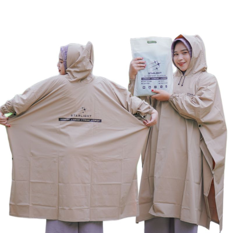 Jashujan Ponco kelelawar lengan panjang dewasa jumbo bahan PVC tebal lentur elastis tahan lama