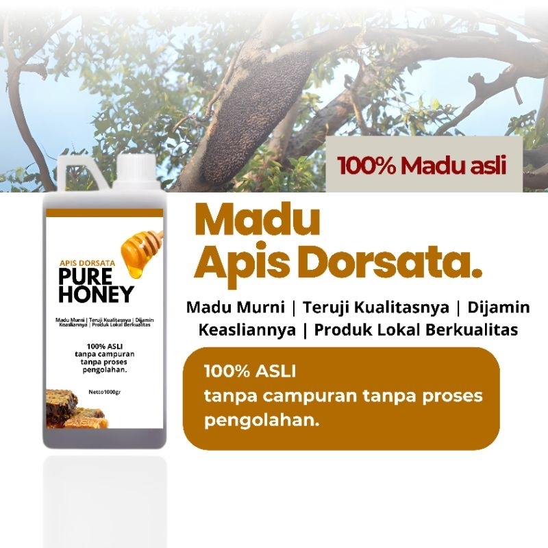 

Realhoney MADU APIS DORSATA(SIALANG) 1 kg | 100% MADU ASLI TANPA CAMPURAN DAN PROSES PENGOLAHAN