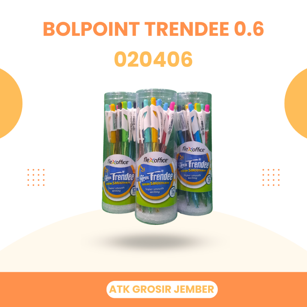 

Bolpoint Flexoffice Trendee 0.6 Hitam (1 Pack Isi 12 Pcs) (S:DZN)