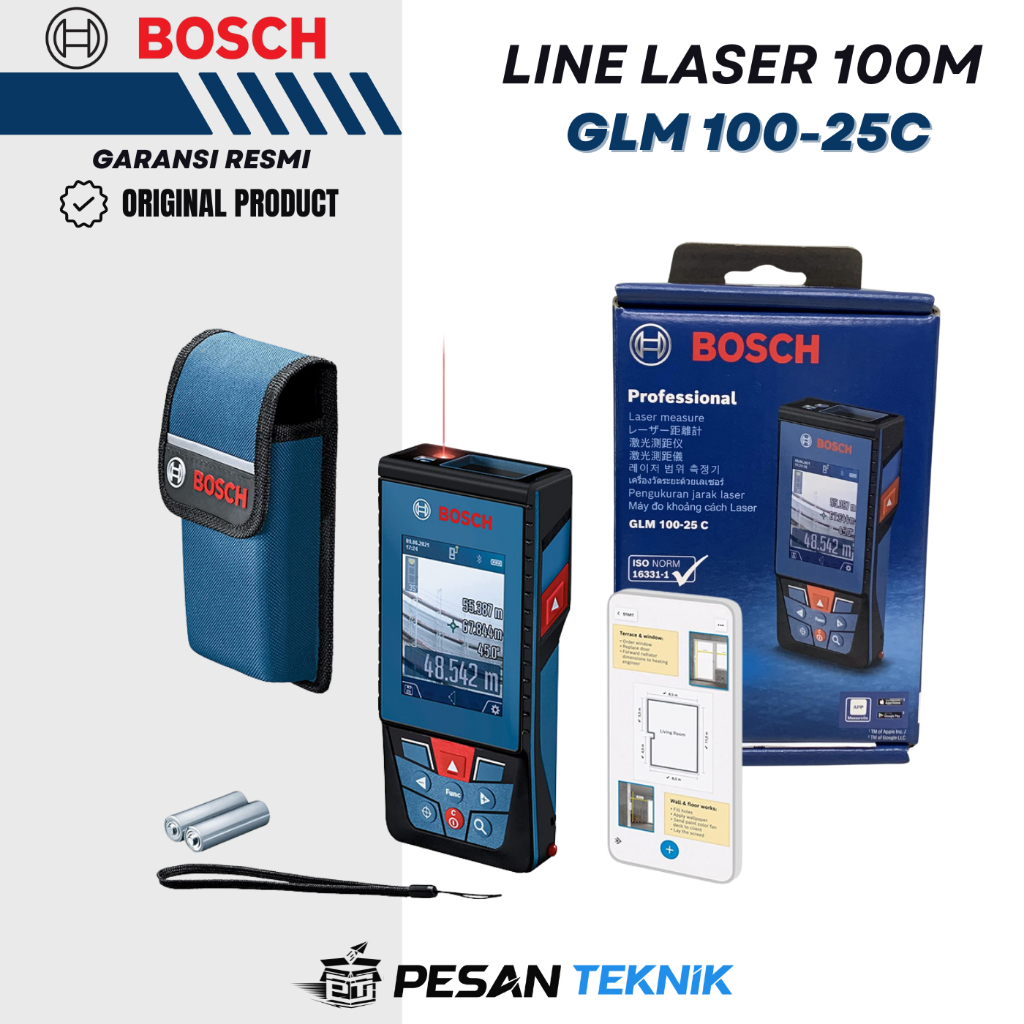 Meteran Laser Range Finder Digital 100M Bosch GLM 100-25C