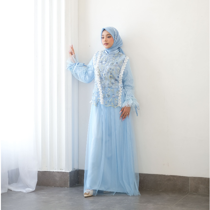 Gamis Tile Brukat Satin Roberto Panjang Pesta Wanita