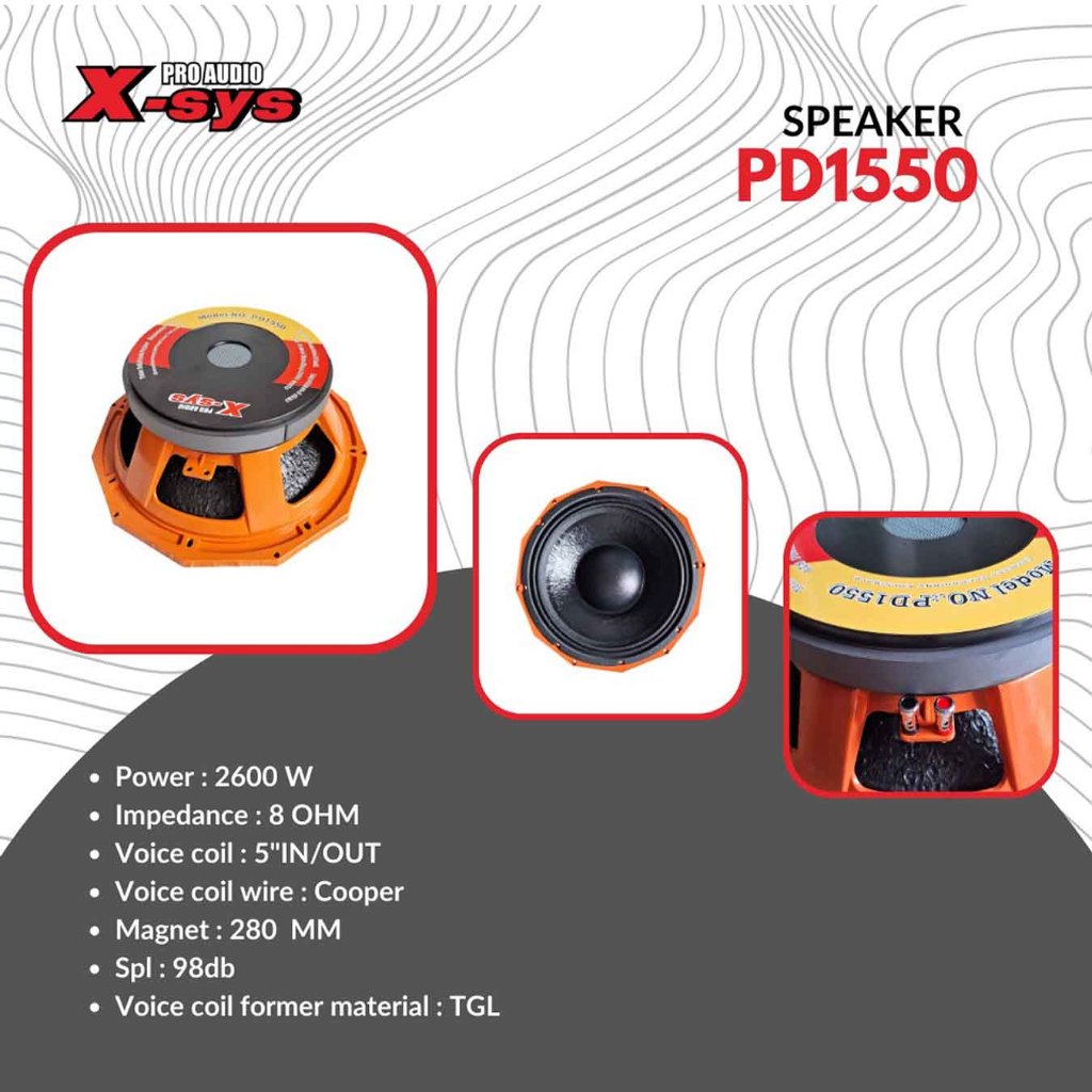 Speaker Xsys X-sys Komponen Speaker PD1550 PD 1550 Subwoofer 15 inch