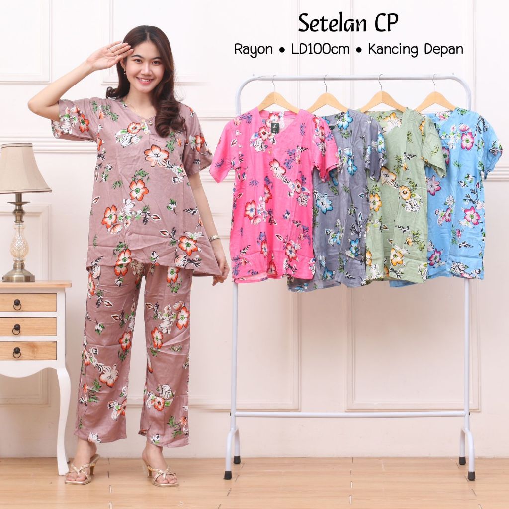 stelan batik batik panjang stelan batik busui lengan pendek stelan baju tidur stelan celana oneset b