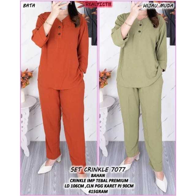 Setelan Crinkle Airflow 7077 / Setelan Crinkle Airflow Wanita