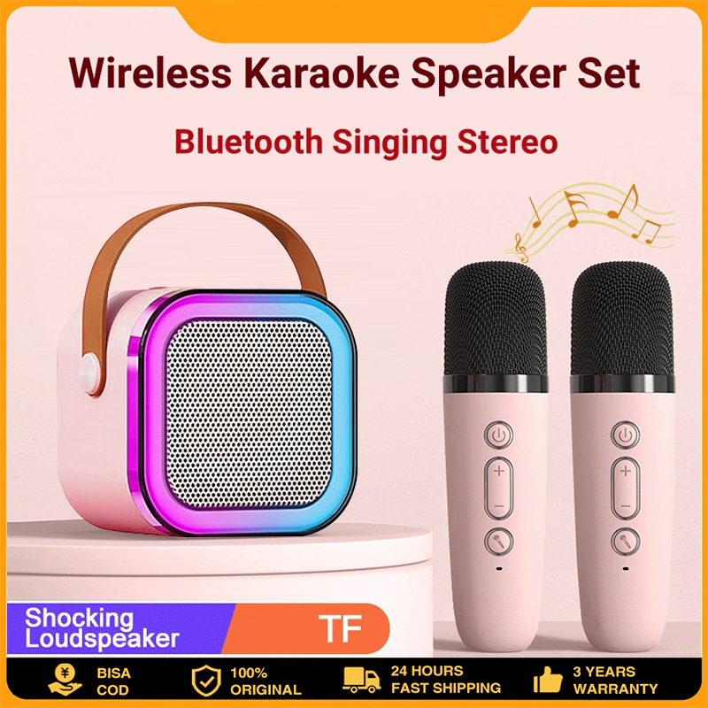 Mini Speaker Bluetooth Karaoke With 2 Microphone K12 Portable Bluetooth Audio Wireless Karaoke Speak