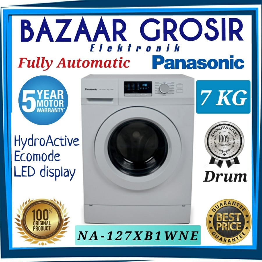 MESIN CUCI PANASONIC FRONT LOADING 7 KG NA-127XB1WNE NA127XB1 WHITE