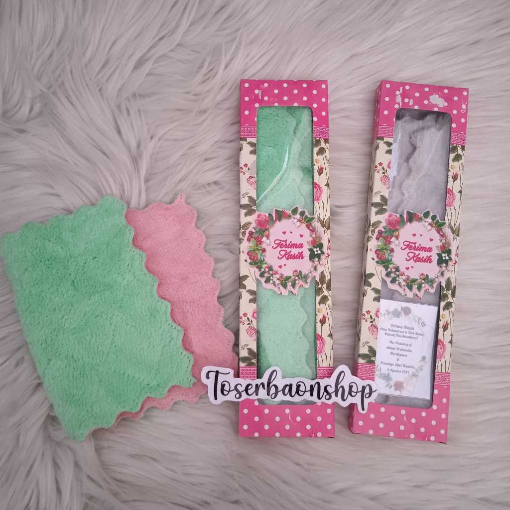 Souvenir kain lap kemas box panjang free ucapan