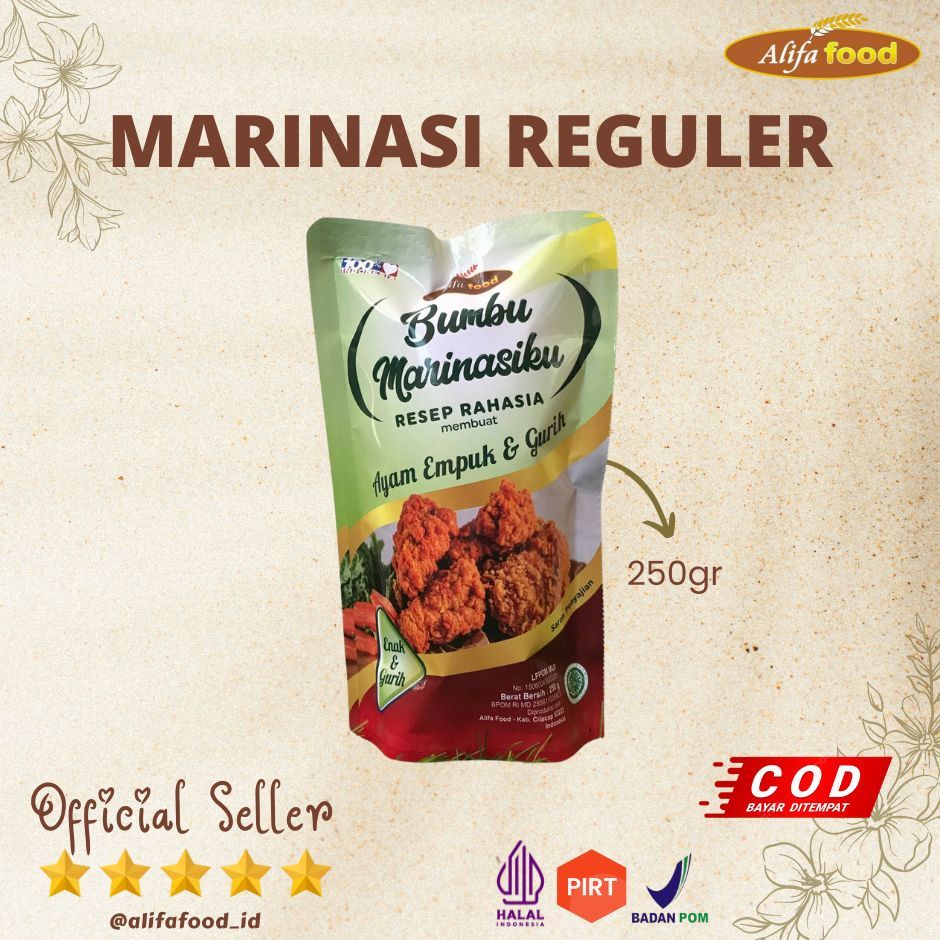 

ALIFA FOOD - Bumbu Marinasi 250gr, Marinasiku Reguler , Bumbu Marinasi Ayam Daging Udang Ikam