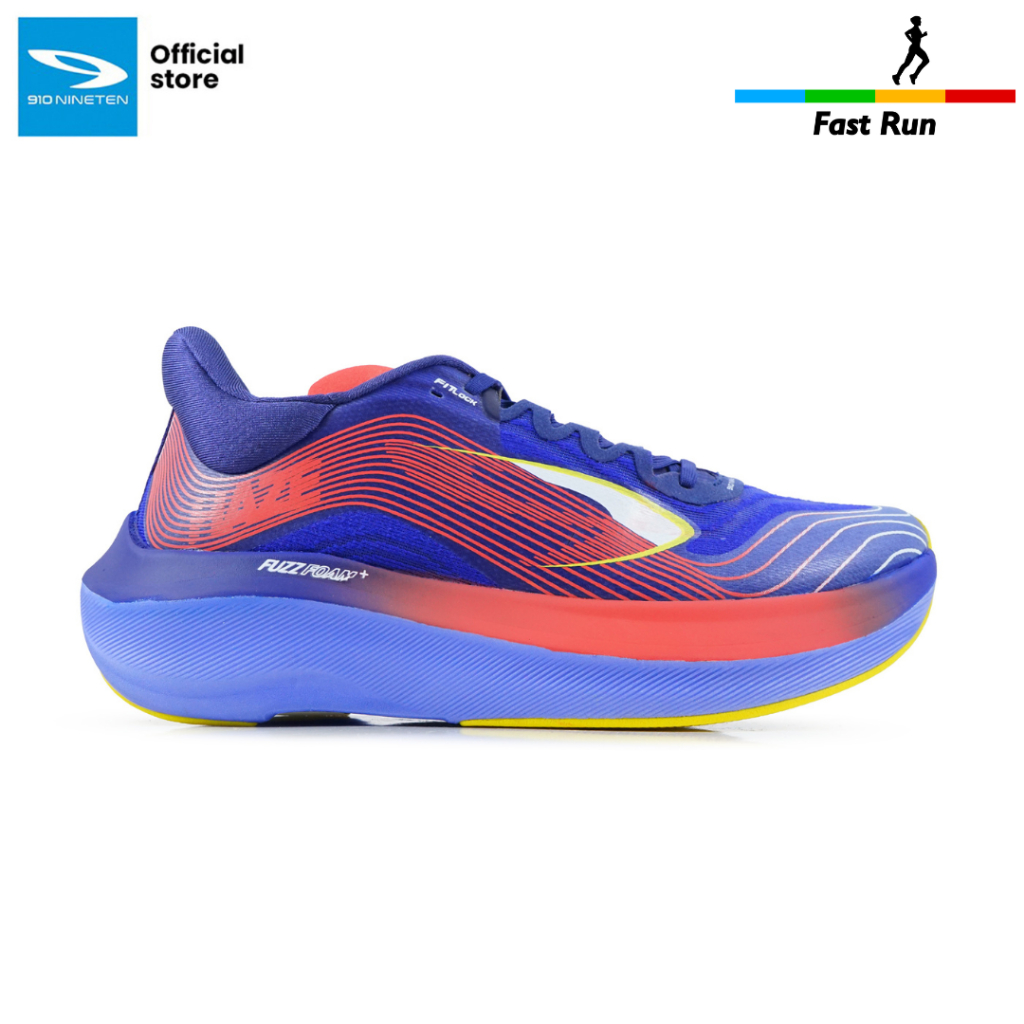 910 Nineten Haze Tempo Sepatu Lari - Biru/Merah/Kuning