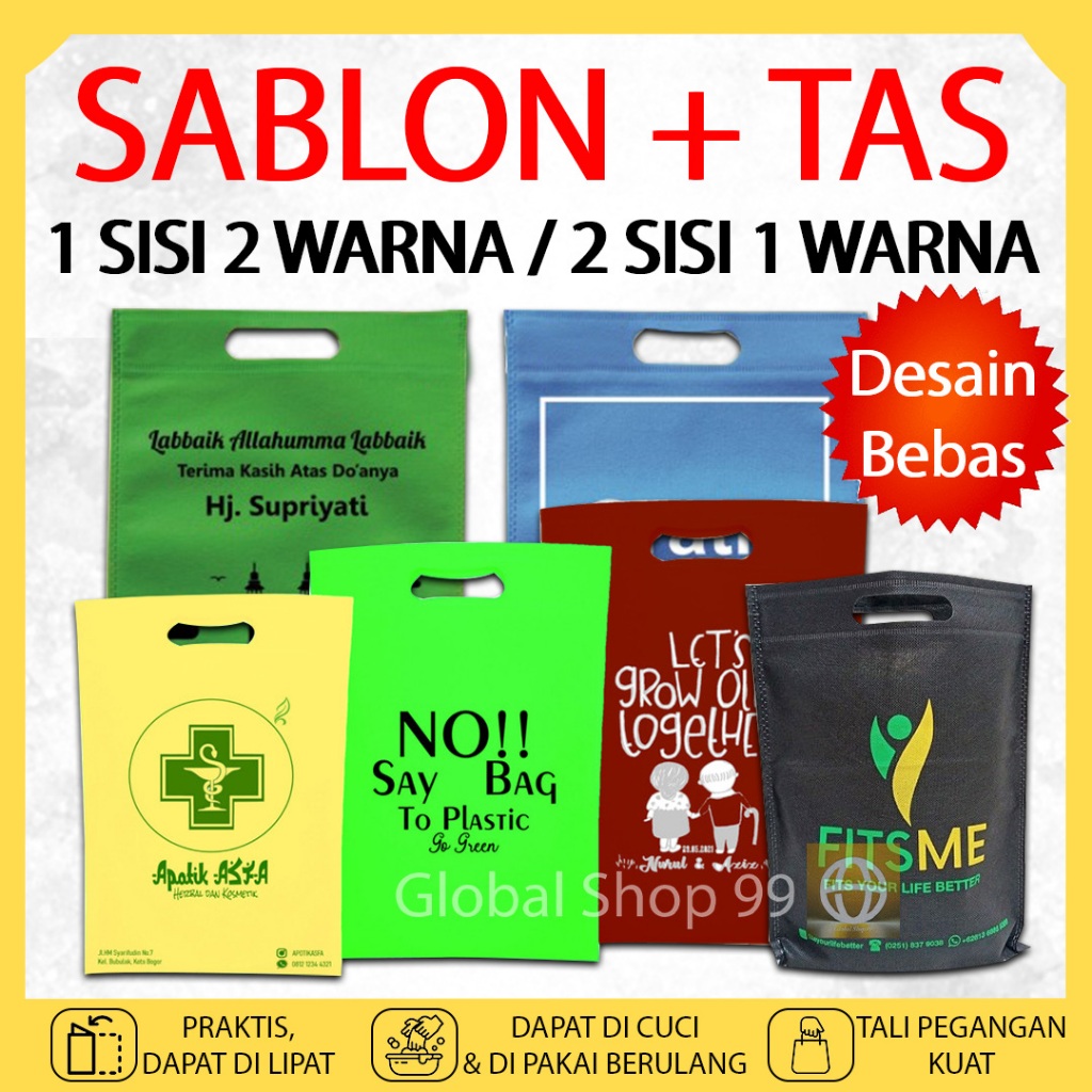 

CUSTOM SABLON PLUS TAS Goodie Bag OVAL 1 SISI 2 WARNA / 2 SISI 1 WARNA Kantong Tas Belanja Totebag Spunbond Hampers Souvenir