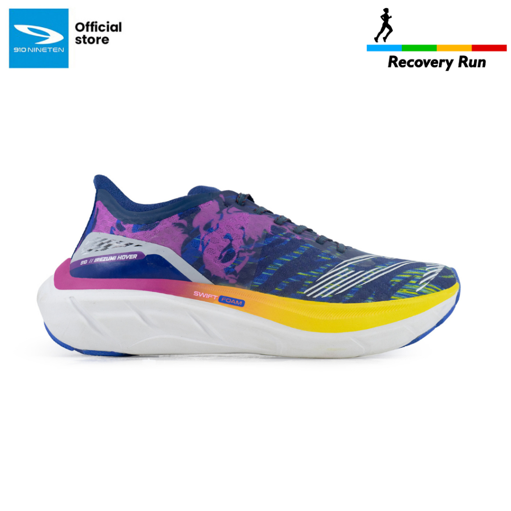 910 Nineten Irezumi Hover Sepatu Lari - Biru-tua/Putih/Merah