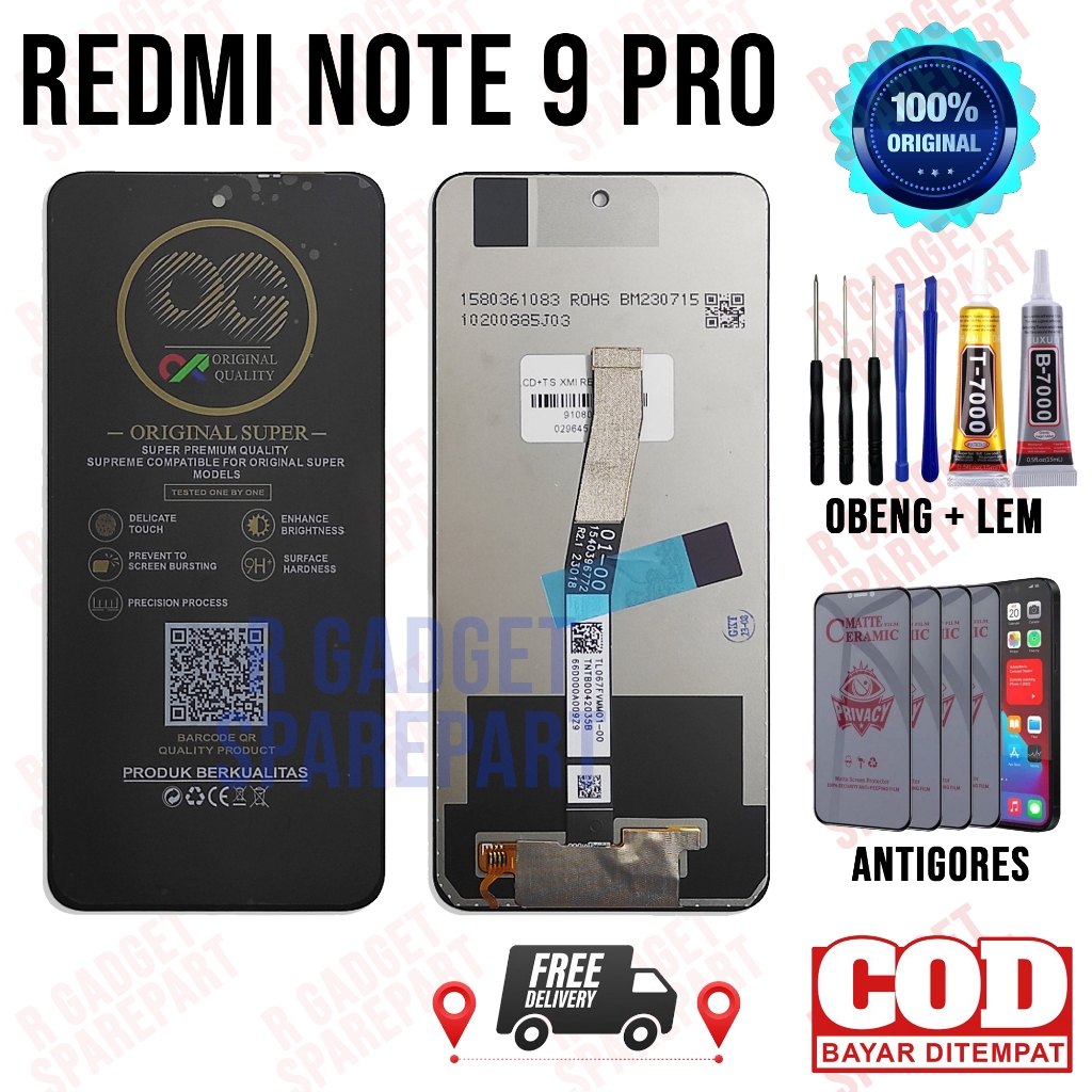Lcd Redmi Note 9 Pro Original OEM Quality Lcd Touchscreen Redmi Note 9 Pro  Fullset