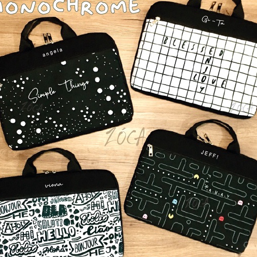 Top TAS LAPTOP MONOCHROME 12 14  TAS LAPTOP JINJING FREE CUSTOM NAMA
