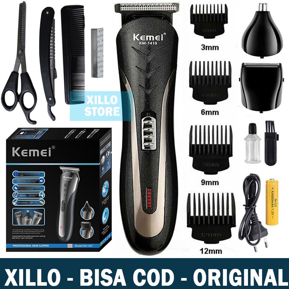 Terbagus XILLO Mesin Cukur Rambut Cas KEMEI Multifungsi Alat Potong Rambut Tanpa Kabel Cukuran Kumis