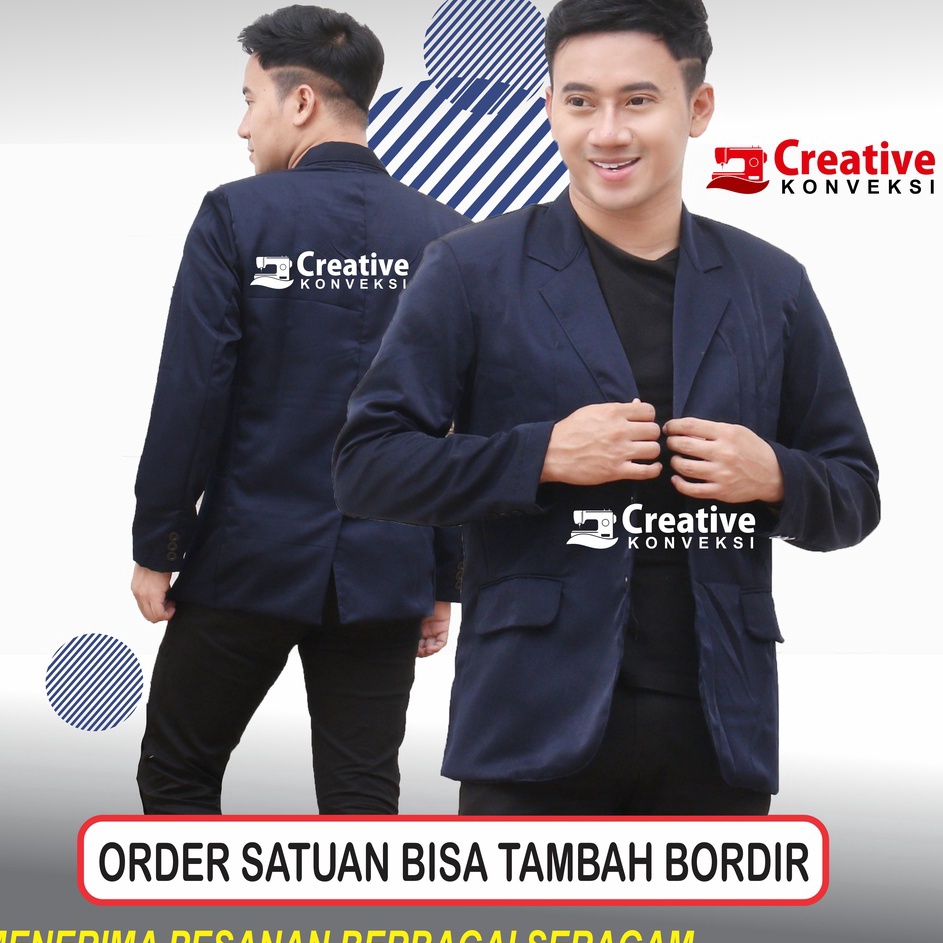 KP8 COD BISA TAMBAH BORDIR Jas almamater navy biru dongker full furing  Jas Pria Slim Fit Formal  no