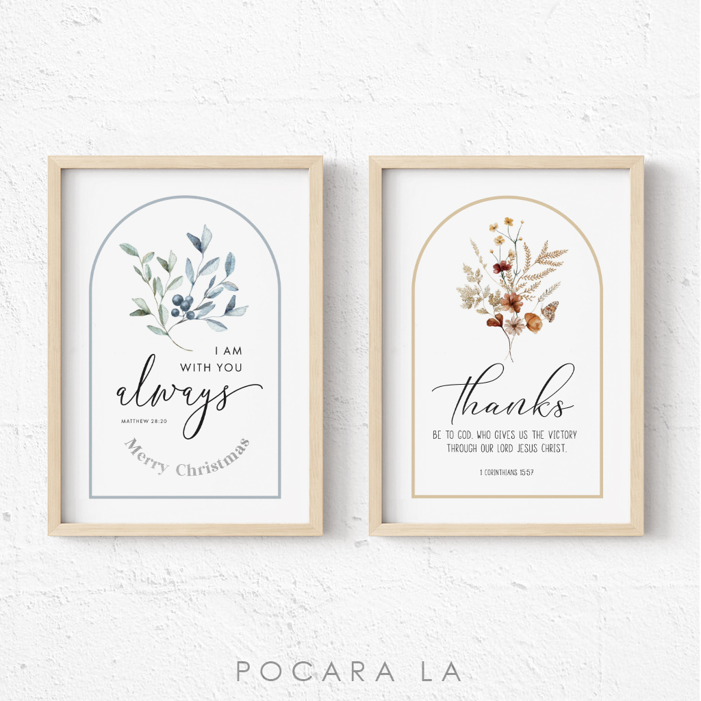 Hiasan Dinding Bingkai Poster Ayat Alkitab Bermotif Bunga Dekorasi Motivasi Kristen