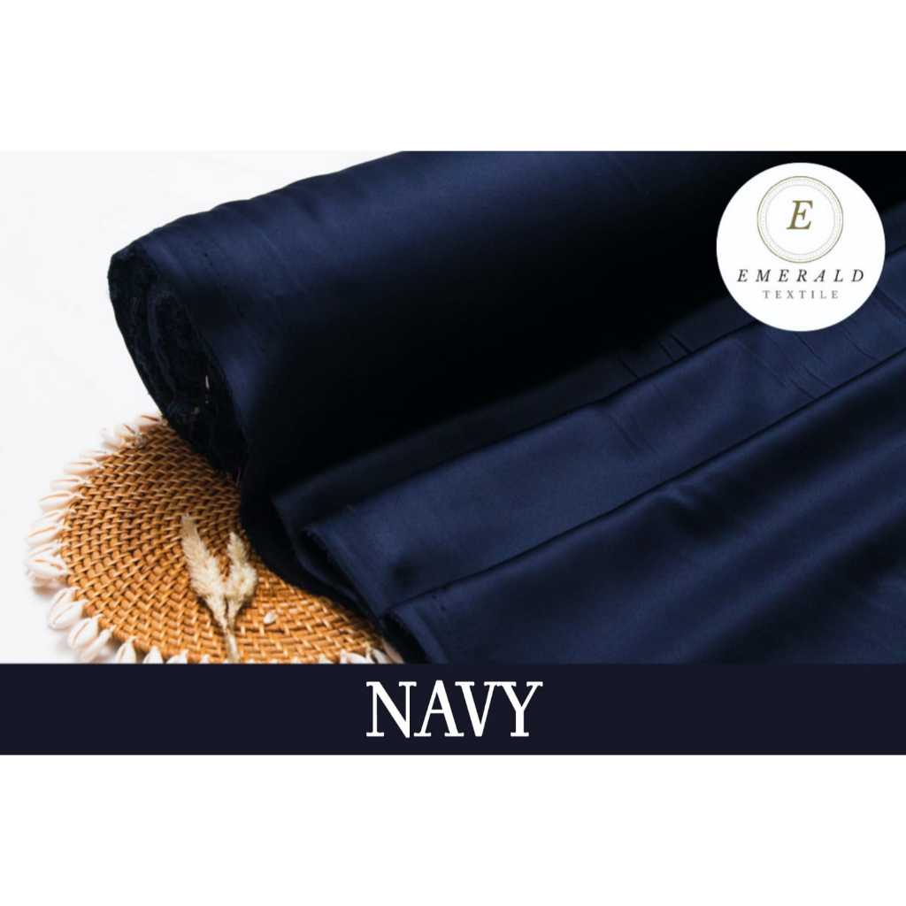 ( BUKAN HIJAB ) SETENGAH METER Kain Satin Velvet Super Premium  - Navy ( HARGA PER 50cm KAIN )