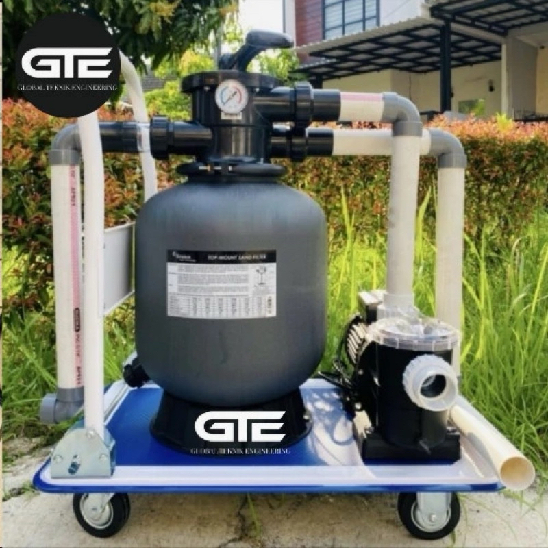 Paket Pompa Vacum Kolam Renang Portable Troli Mesin Pompa Kolam troli