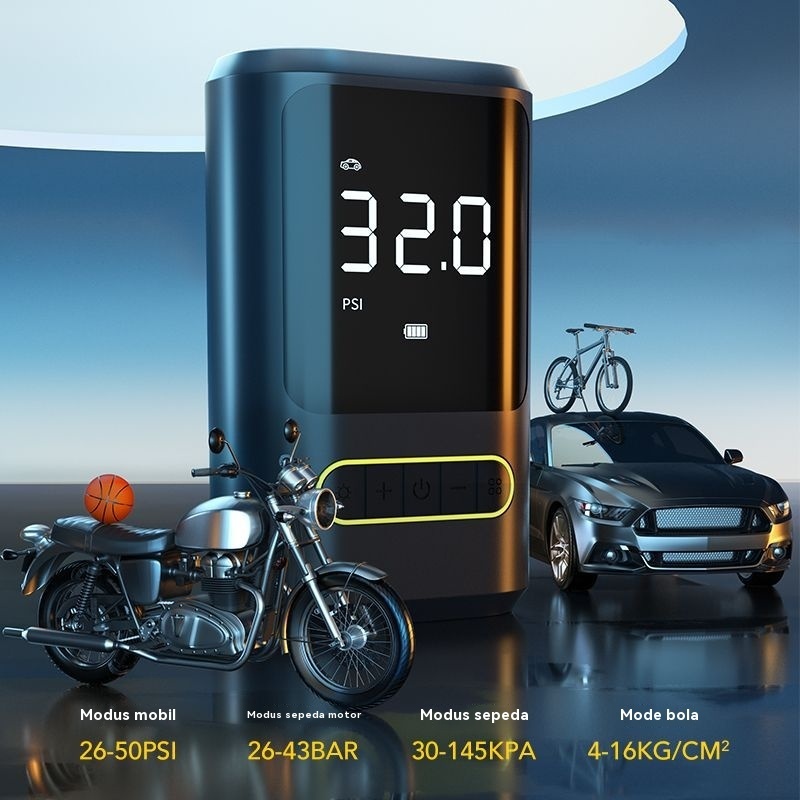 Pompa Tiup Listrik Portabel untuk Mobil dan Sepeda Motor, Inflator Bola Basket Sepak Bola Sepeda