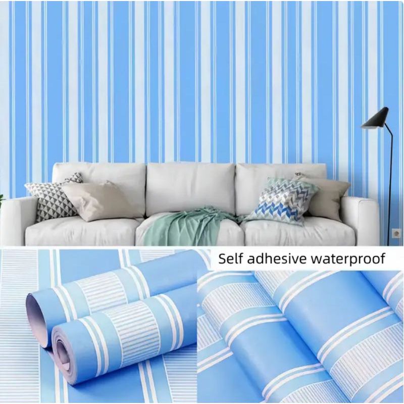 WALLPAPER STIKER DINDING SALUR BIRU