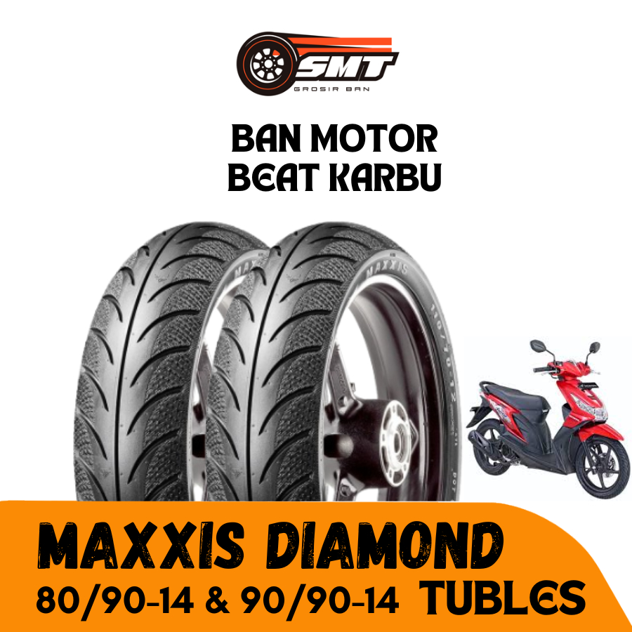 Ban Depan Belakang Motor BEAT Karbu MAXXIS DIAMOND Ukuran 80/90-14 dan 90/90-14 Tubeless