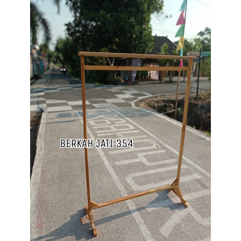 gantungan baju kayu gantungan baju berdiri stand hanger gantungan baju aesthetic
