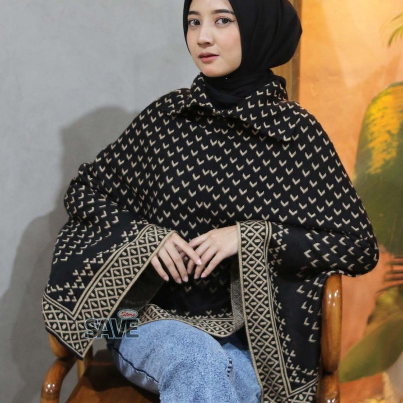 KF7 Yuki Knit Poncho  Rajut Poncho Impor Atasan Wanita