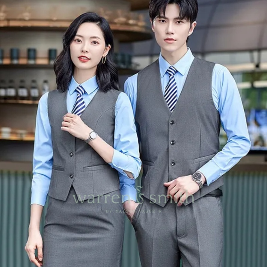 Wow Rompi Vest Modern Fit Sn Vest Kerja Tuxedo Restoran Premium Blazer Basic Abu Pria Formal