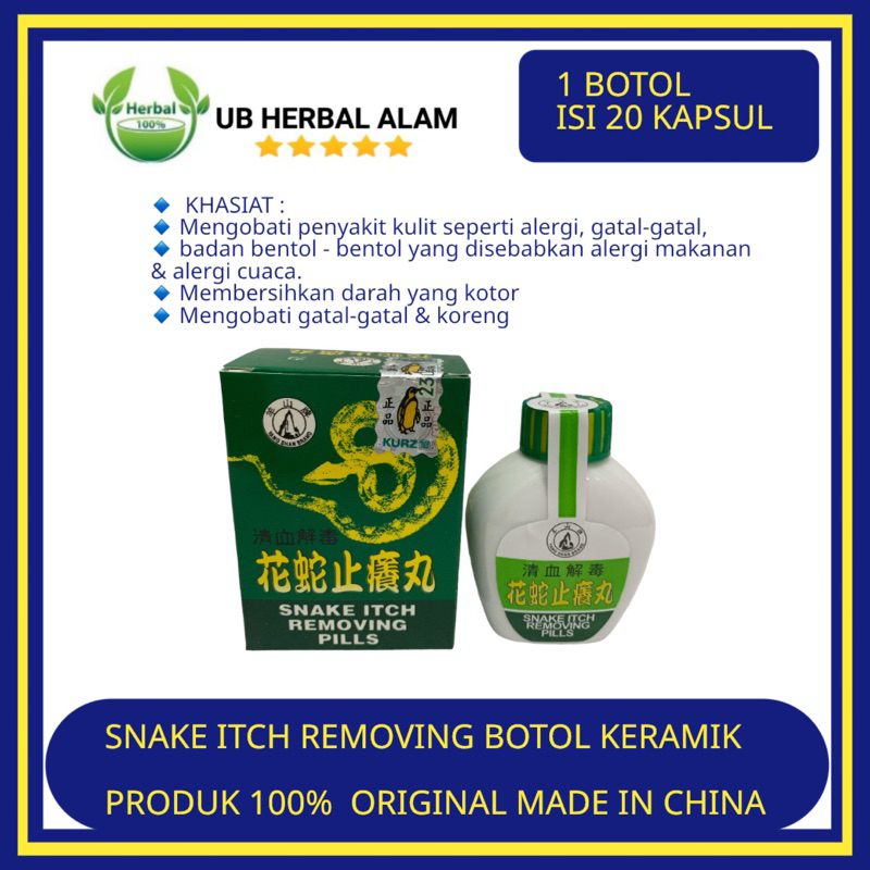 Snake Itch Removing pills original botol keramik / obat gatal kulit eksim borok herpes herbal cina