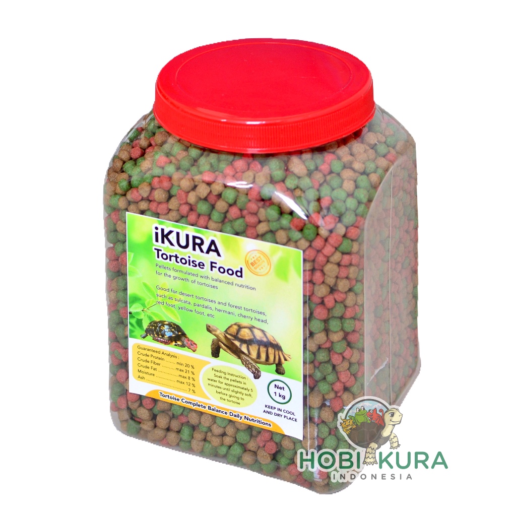 iKURA Tortoise Food 1 kg / Pelet Kura Makanan Kura Darat Sulcata Pardalis Cherry Head