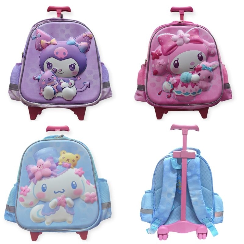HSD 13 INCH - tas troli ransel anak import paud tk sanrio kuromi cinamon rol my melody
