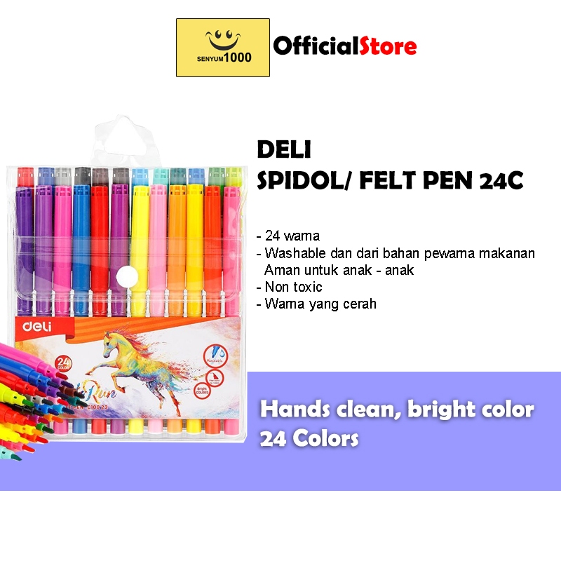 

Deli Spidol Warna - Felt Pen dapat dicuci 1.0mm 12/18/24 Warna EC10023