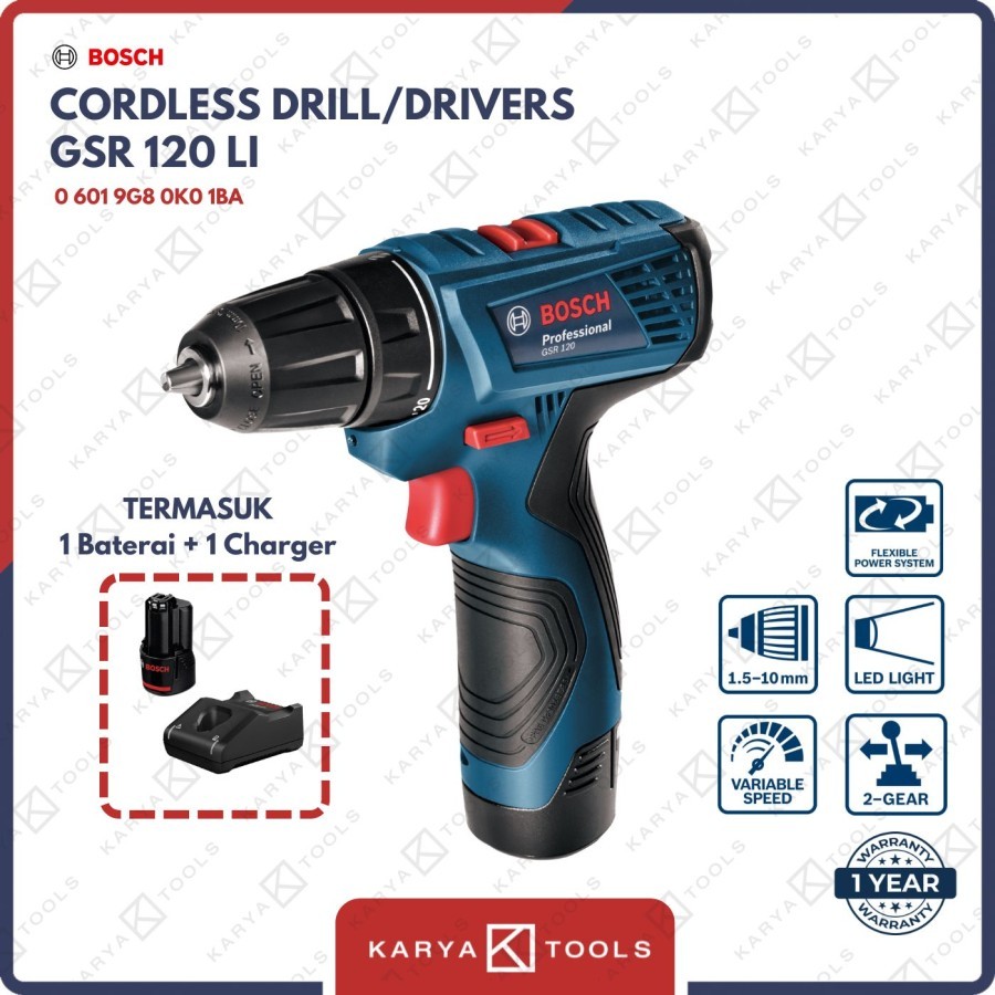 Bosch GSR 120 LI Bor Besi Cordless 12V - 1 Battery