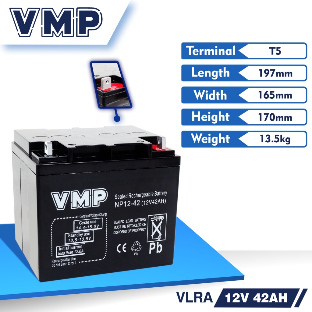 Aki UPS VMP 12V 42AH 40AH Baterai UPS Aki Kering Batere Battery VRLA 40AH BATTERY VMP 42AH VRLA