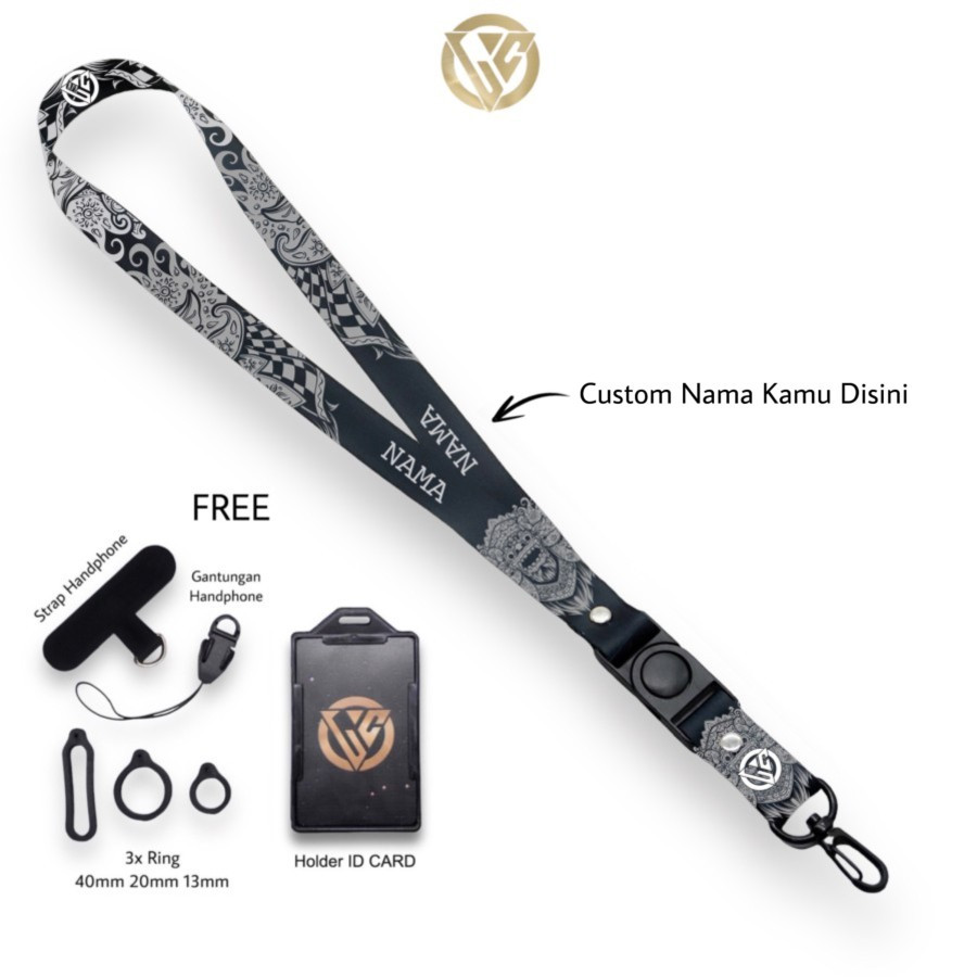 

Lanyard Craft Custom Nama Barong Series Free Oring Gantungan Hp Holder - M