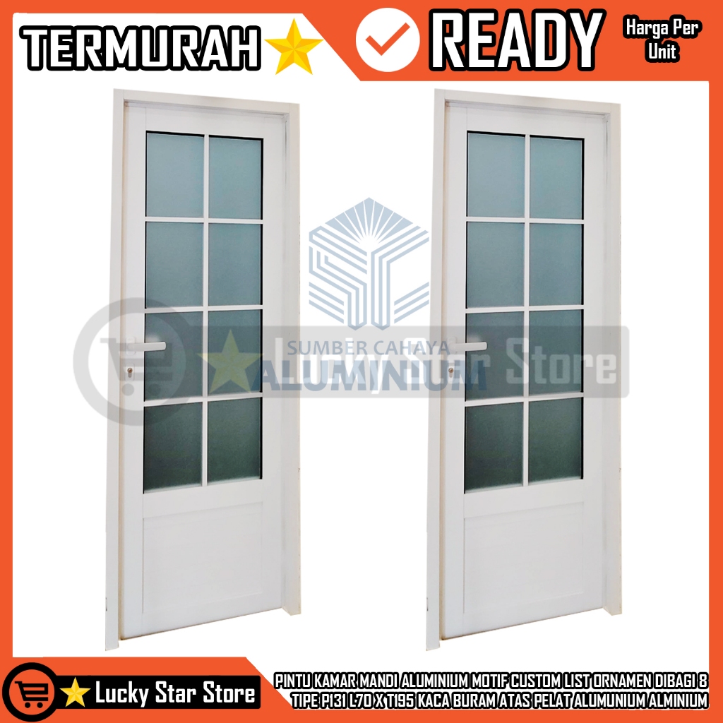 [Kargo]  Pintu Kamar Mandi Aluminium Motif Custom List Ornamen bagi 8 Tipe P131 L70 X T195 Kaca Bura