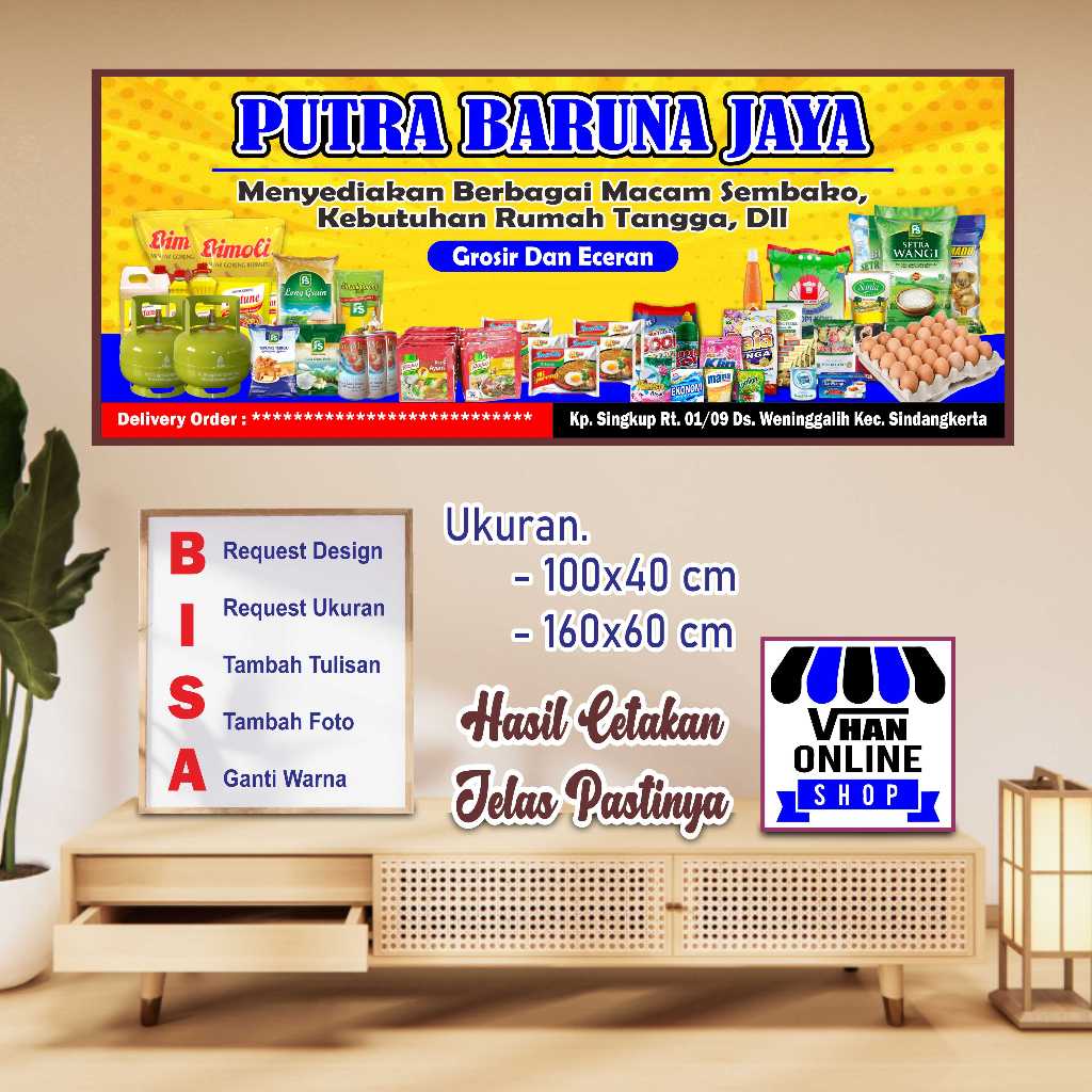 Custom Banner Spanduk MMT Toko Sembako dan Kebutuhan Rumah Tangga