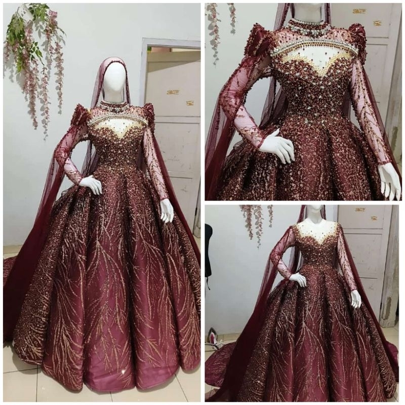 GAUN BARBIE WEDDING BEREKOR /BAJU PENGANTIN MEWAH/BAJU WEDDING MODERN/GAUN WEDDING / BAJU PENGANTIN